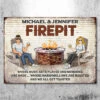 Firepit Where Music Gets Played And Memories Are Made - Couple Personalized Custom Metal Sign - Gift For Husband Wife, Anniversary, Camping Lovers