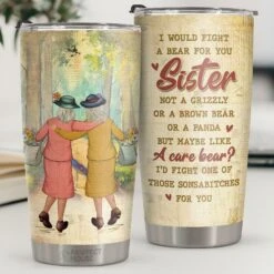 Brown Bear Panda I’d Fight One Of Those Sonsabitches For You - Tumbler - To My Bestie, Gift For Bestie, Best Friend, Sister, Birthday Gift For Bestie And Friend