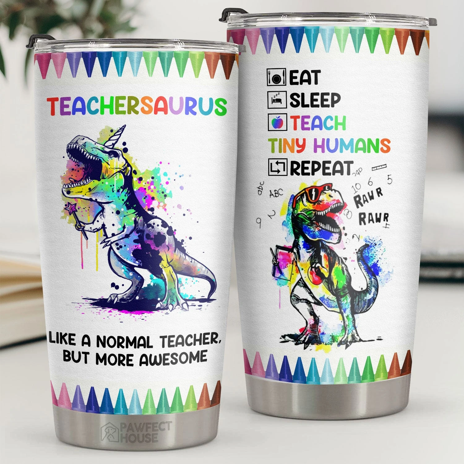 Teachersaurus Like A Normal Teacher But More Awesome - Tumbler - Appreciation, Graduation, Retirement, Thank You Gift For Teacher, Teacher Gift From Students 1 Teachersaurus Like A Normal Teacher But More Awesome - Tumbler - Appreciation, Graduation, Retirement, Thank You Gift For Teacher, Teacher Gift From Students