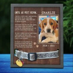 Until We Meet Again - Memorial Personalized Custom Pet Loss Sign, Collar Frame - Upload Image, Sympathy Gift, Gift For Pet Owners, Pet Lovers