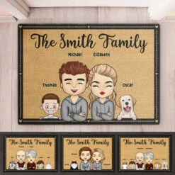 Together With Cute Kids & Pets, We Make A Family - Family Personalized Custom Decorative Mat - Gift For Couples, Pet Owners, Pet Lovers