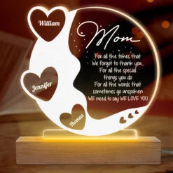 Mom, We Love You - Family Personalized Custom Round Shaped 3D LED Light - Mother's Day, Birthday Gift For Mom
