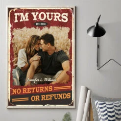 No Returns Or Refunds - Couple Personalized Custom Vertical Poster - Upload Image, Gift For Husband Wife, Anniversary -Pawfect House Store 3.2 thumb 2