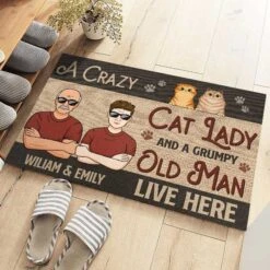 A Crazy Cat Lady & A Grumpy Old Man Live Here - Cat Personalized Custom Decorative Mat - Gift For Couples, Pet Owners, Pet Lovers -Pawfect House Store 3.THUMB 3 40329f95 3288 4ee0 8487 f471e5472e4b