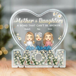 We're Forever Linked Together - Family Personalized Custom Shaped Acrylic Plaque - Mother's Day, Birthday Gift For Mom From Daughters