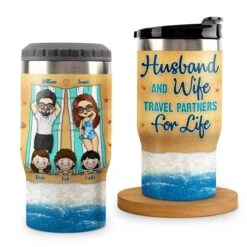 Life Is Better At The Beach - Personalized Can Cooler - Gift For Couples, Husband Wife