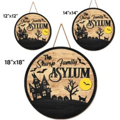 Asylum Family Sign - Family Personalized Custom Shaped Home Decor Wood Sign - Halloween Gift, House Warming Gift For Family Members -Pawfect House Store 6. THUMB6 ab98f8ac 3dc4 40b8 a909 cc4bca302eb2