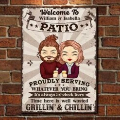 Time Here Is Well Wasted - Gift For Couples, Husband Wife, Personalized Metal Sign