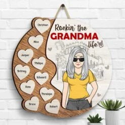 Rockin' The Grandma Life - Gift For Mom, Grandma - Personalized Shaped Wood Sign