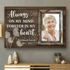 You're Always On My Mind & Forever In My Heart - Upload Image, Personalized Horizontal Poster