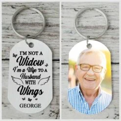 I'm A Wife To A Husband With Wings - Upload Family Photo - Personalized Keychain