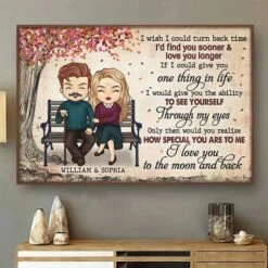 I Love You To The Moon And Back - Gift For Couples, Personalized Horizontal Poster
