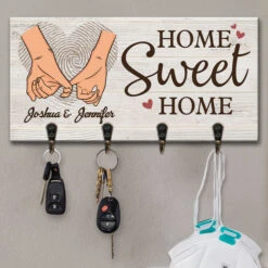 There Is No Place Like Home - Personalized Key Hanger, Key Holder - Anniversary Gifts, Gift For Couples, Husband Wife -Pawfect House Store 6. THUMBNAIL 2 8ad7b60a 1c51 4568 a019 413fcc0ed594