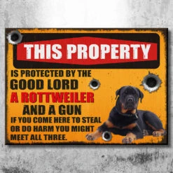Custom Dog Upload Image, This Property Is Protected - Gift For Dog Lovers, Personalized Metal Sign