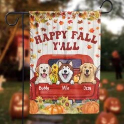 Happy Fall Y'all - Personalized Dog Flag
