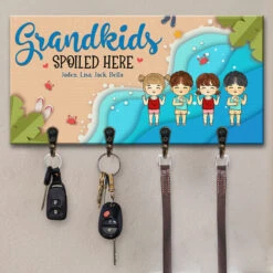 Grandkids Spoiled Here It's Beach Time - Personalized Key Hanger, Key Holder - Gift For Grandparents