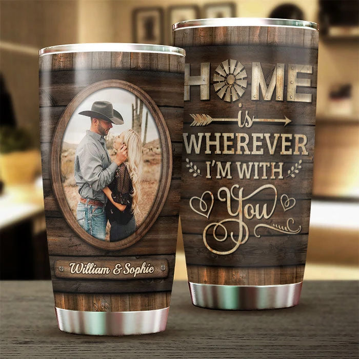 Home Is Wherever I'm With You - Upload Image, Gift For Couples - Personalized Tumbler 1 Home Is Wherever I'm With You - Upload Image, Gift For Couples - Personalized Tumbler