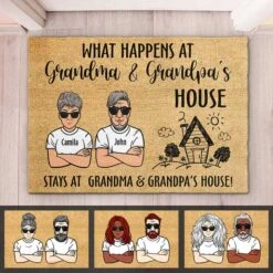 What Happens At Grandma & Grandpa's House - Personalized Decorative Mat