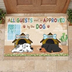 No Need To Knock We Know You're Here, Funny Sleeping Dogs - Funny Personalized Decorative Mat