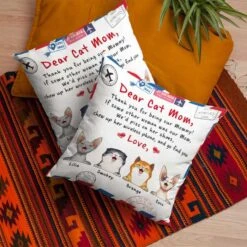 Dear Cat Mom - Thank You For Being Our Mommy - Personalized Camping Pillow (Insert Included) -Pawfect House Store 6. THumbnail 3 aecd0cc4 df3b 473e a645 614111693728