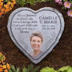 This Is A Journey We All Must Take And Each Must Go Alone - Personalized Memorial Stone, Human Grave Marker - Upload Image, Memorial Gift, Sympathy Gift