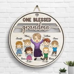 One Blessed Grandma - Personalized Shaped Wood Sign - Gift For Grandma, Grandparents