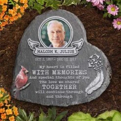 My Heart Is Filled With Memories - Personalized Memorial Stone, Human Grave Marker - Upload Image, Memorial Gift, Sympathy Gift