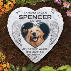 May The Sun's Warmth Find You In This Sacred Spot - Personalized Memorial Stone, Pet Grave Marker - Upload Image, Memorial Gift, Sympathy Gift
