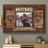 Home Is Wherever I'm With You - Upload Image, Gift For Couples, Husband Wife - Personalized Horizontal Poster