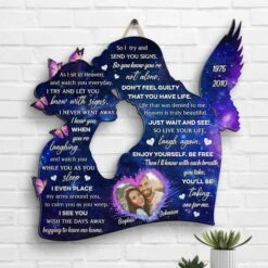 I Sit In Heaven And Watch You Everyday - Upload Image - Personalized Shaped Wood Sign