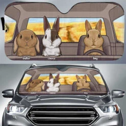 Rabbit Family - Personalized Auto Sunshade - Gift For Pet Lovers