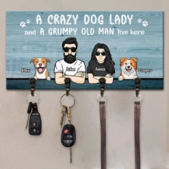A Crazy Dog Lady And A Grumpy Old Man Live Here - Personalized Key Hanger, Key Holder - Anniversary Gifts, Gift For Couples, Husband Wife , Dog Lovers -Pawfect House Store 6. Thumb 2 0fe45b3d f354 453f af54 14f65bb7553b