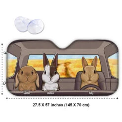 Rabbit Family - Personalized Auto Sunshade - Gift For Pet Lovers -Pawfect House Store 6. Thumb 3 36ad1df7 3714 43e6 8d13 075c75d3e217