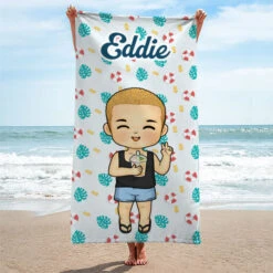 Happiness Comes In Waves - Personalized Custom Beach Towel - Gift For Family, Gift For Kids -Pawfect House Store 6. Thumb 3 d8a0e544 de48 48e2 a8d7 ab0c4549501f