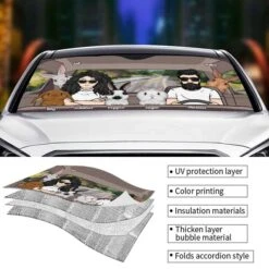 Travelling With Rabbits - Personalized Auto Sunshade - Gift For Couples, Husband Wife -Pawfect House Store 6. Thumb 4 1591e2c8 c064 454a 93b3 338735b3510c