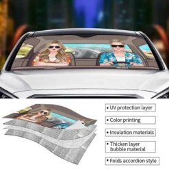 Husband Wife Driving On Road - Personalized Auto Sunshade - Gift For Couples, Husband Wife -Pawfect House Store 6. Thumb 4 dc828da2 d5d8 4a63 b26e c8d8f8290b84