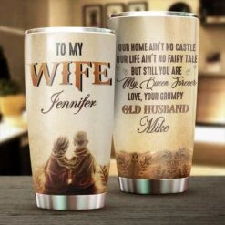 To My Wife, You Are My Queen Forever - Couple Personalized Custom Tumbler - Gift For Couple, Husband Wife, Anniversary, Engagement, Wedding, Marriage Gift