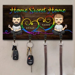 Home Sweet, You And Me - Personalized Key Hanger, Key Holder - Gift For Couples, Husband Wife