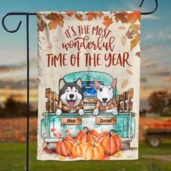 Halloween For Dogs - It’s The Most Wonderful Time Of The Year - Personalized Funny Dog Flag, Halloween Ideas.