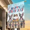 Happy 4th Of July, Welcome To Our Cat Home - 4th Of July Decoration - Personalized Flag