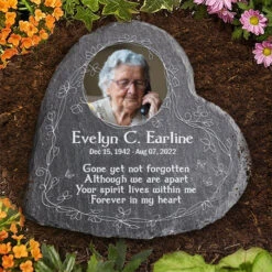 Your Spirit Lives Within Me Forever In My Heart - Personalized Memorial Stone, Human Grave Marker - Upload Image, Memorial Gift, Sympathy Gift