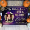 The Witch's Inn - Dead & Breakfast, Stay For A Spell Free Broom Parking - Personalized Witch Decorative Mat - Gift For Witches, Gift For Yourself, Halloween Gift