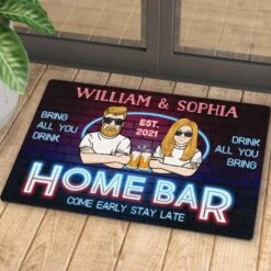 Home Bar Come Early Stay Late - Gift For Couples, Husband Wife, Personalized Decorative Mat -Pawfect House Store 6. thumb 3 e4232d89 93ca 47d0 a968 6b04b5a41c8b