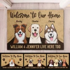 Welcome To Our House, Paw Parents Live Here Too - Personalized Decorative Mat
