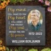 My Heart Still Looks For You But My Soul Knows You Are At Peace - Personalized Memorial Stone, Human Grave Marker - Upload Image, Memorial Gift, Sympathy Gift