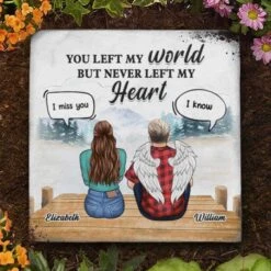 You Left My World - Personalized Memorial Stone, Human Grave Marker - Memorial Gift, Sympathy Gift