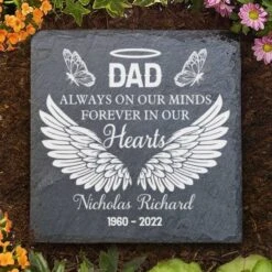 Dad & Mom, Always On Our Minds, Forever In Our Hearts - Personalized Memorial Stone, Human Grave Marker - Memorial Gift, Sympathy Gift
