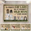 A Crazy Cat Lady & A Grumpy Old Man - Personalized Decorative Mat - Gift For Pet Lovers