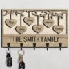 Our Beloved Family - Personalized Key Hanger, Key Holder, 2-Layer Wood Key Hanger - Gift For Couple, Husband Wife, Anniversary, Engagement, Wedding, Marriage Gift