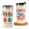 Enjoying A Beach Day Together - Personalized Can Cooler - Gift For Bestie